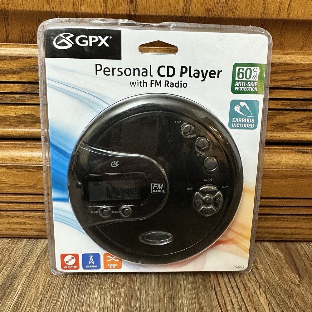 NEW GPX PC332B Portable CD Player with Anti-Skip Protection FM Radio and Black